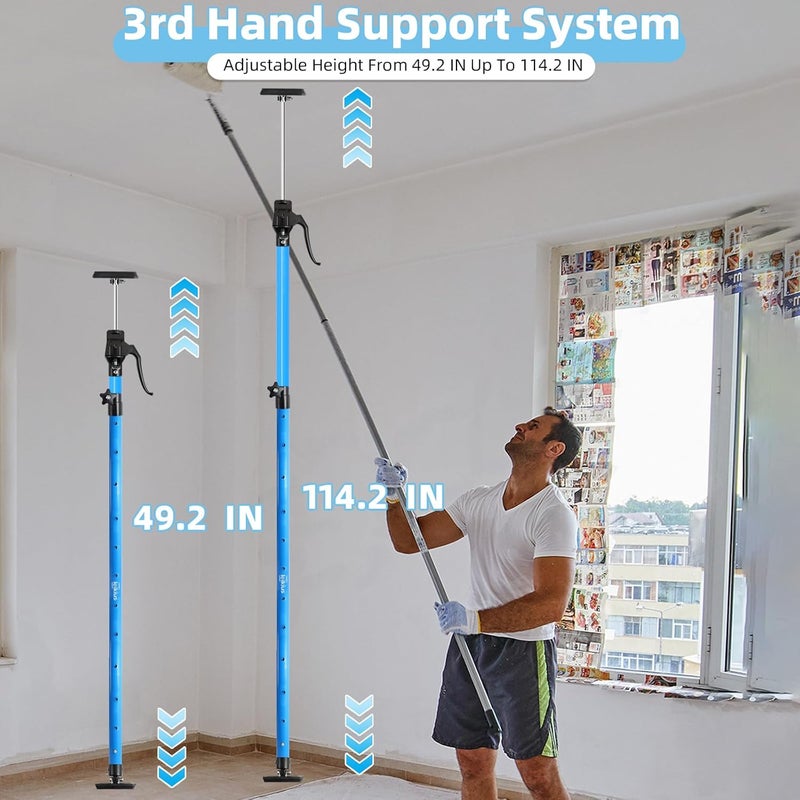 Leikius Adjustable Cargo bar,Extend From 49 to 114 inches,Tallest Steel Cabinet Jack for Installing Upper Cabinets, Aluminum Handle Quick Support Rod, Heavy Duty 3rd hand Support pole with 154LB Capacity - Image 2